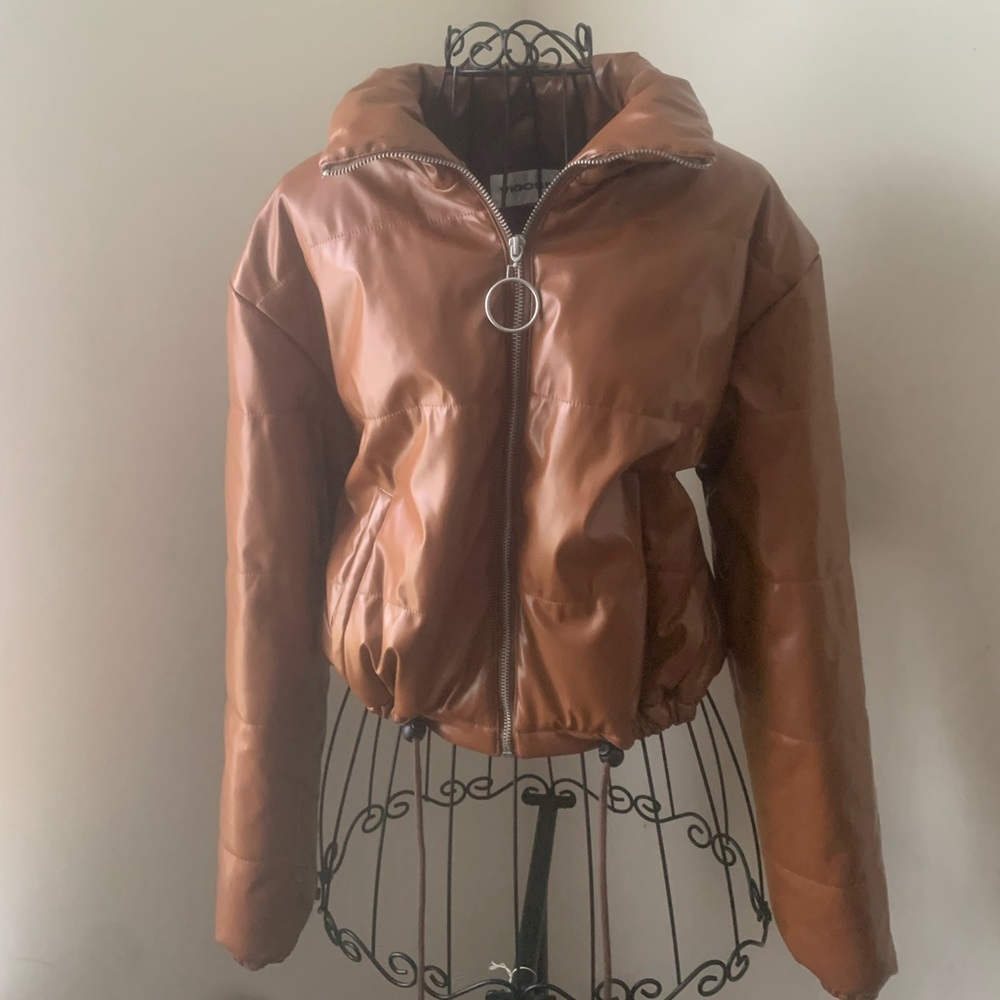 Mocha Brown Cropped Puffer Coat/Jacket